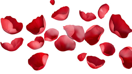 Falling red rose petals create romantic and elegant atmosphere, perfect for special occasions