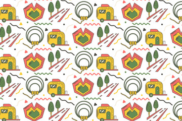 Travel and Camping Pattern Background