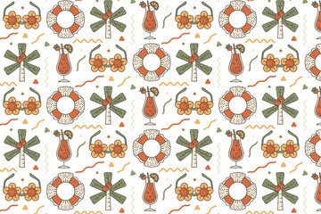 Retro Summer Beach Pattern Background