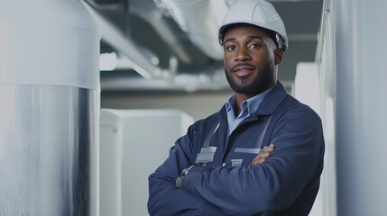 Fototapeta premium Confident Worker in Industrial Setting