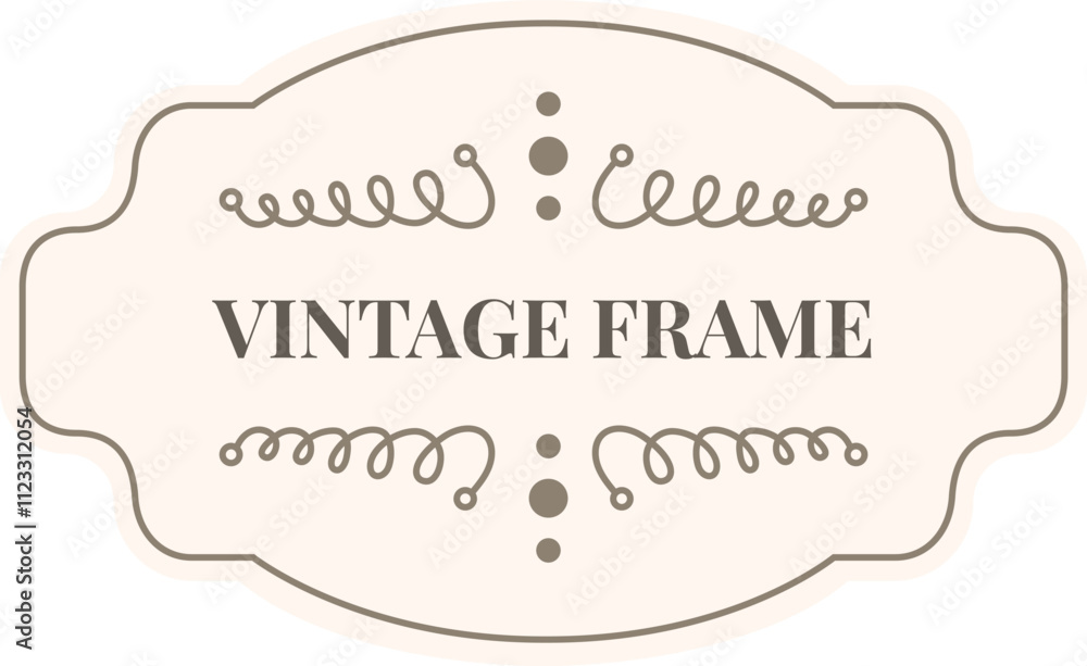 Poster vintage frame with elegant swirls and dots creating a sophisticated and timeless design, perfect for