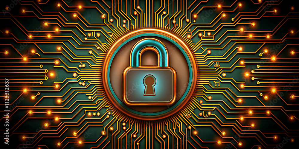 Poster abstract secure technology background with circuit