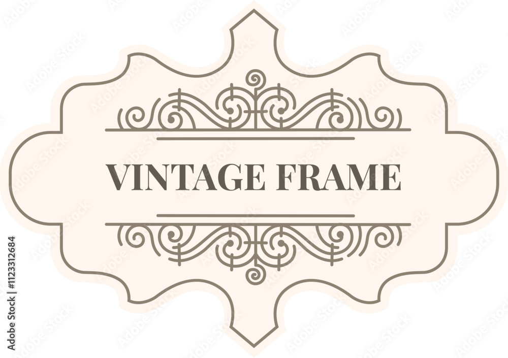 Poster vintage frame with ornate swirls enhancing the classic design, creating an elegant and sophisticated