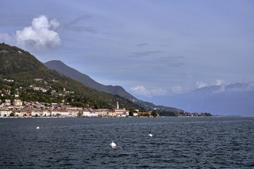 mountains and historic buildings on the shores of Lake Garda