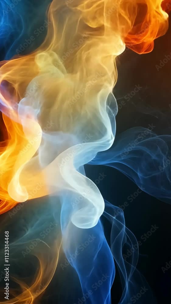 Poster colorful smoke patterns swirl gracefully in the dark background creating an ethereal visual experien