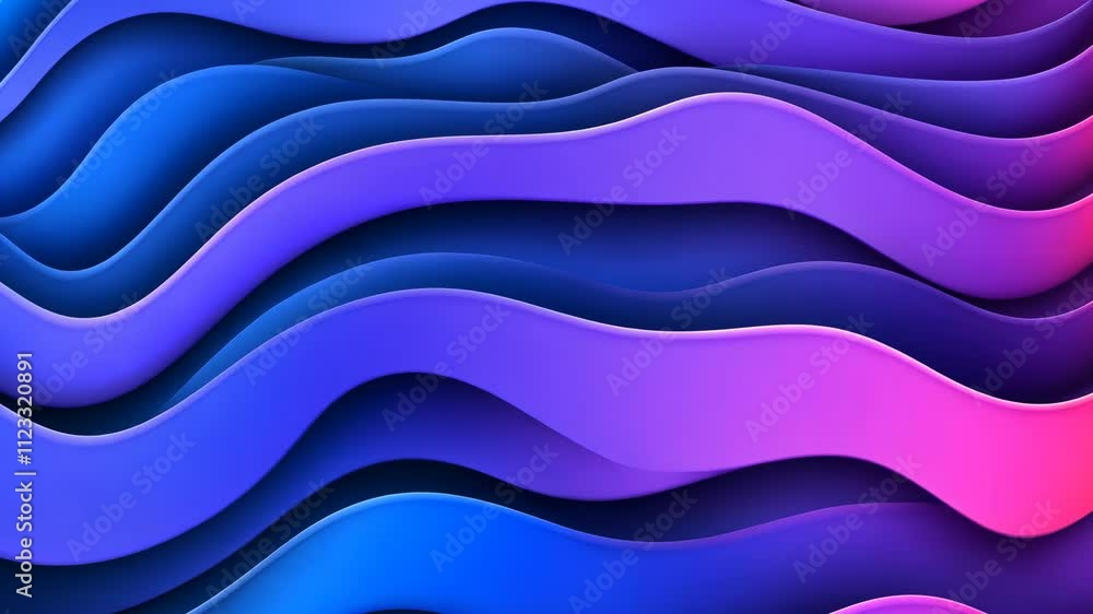 Poster colorful wavy patterns create a vibrant backdrop of blue and purple tones in an abstract design