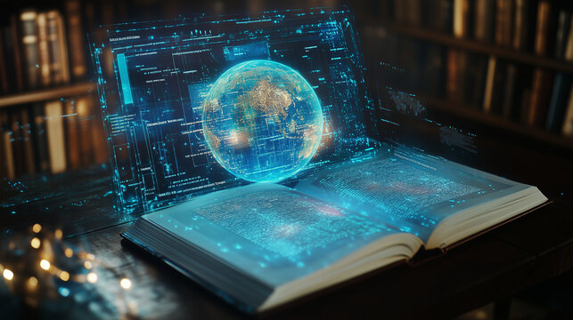 Zaawansowany system edukacji z hologramami, oferujący dynamiczne podręczniki i wizualizacje.