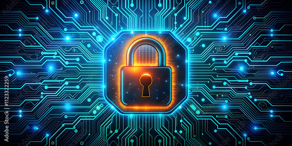 Poster abstract secure technology background with circuit