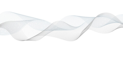 Abstract modern white and grey smooth light wave element stream white transparent background. Use for banner, template, wallpaper, frequency sound wave curve lines blend effect. 