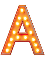 Ai Generated Art 3d Lighted Vintage Capital Marquee A Letter Made of Orange Lights on a Transparent Background