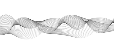 Fototapeta premium grey and white wavy striped line soft smooth light glowing wave line dynamic texture isolated on white background design. . Vector illustration.