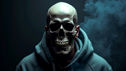 Front view of Human skull , natural human skull on isolated