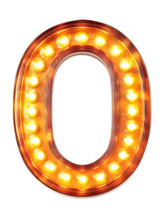 Ai Generated Art 3d Lighted Vintage Capital Marquee O Letter Made of Orange Lights on a Transparent Background