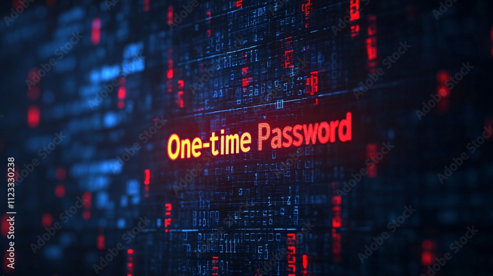 Poster scam calls concept. digital representation of a one-time password in a secure environment.