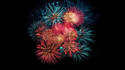 Fototapeta premium Colorful fireworks lighting up the night sky