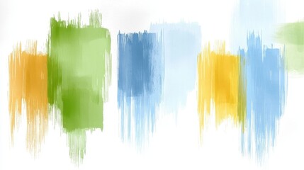 Naklejka premium Abstract watercolor painting with vibrant hues in green, blue, orange, and yellow tones