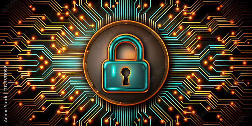 Poster abstract secure technology background with circuit
