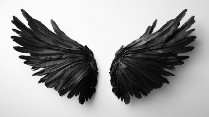 Obraz premium Black feather wings designed for artistic display and decorative purposes