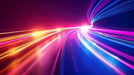 Obraz premium A colorful, swirling road with bright lights and neon colors