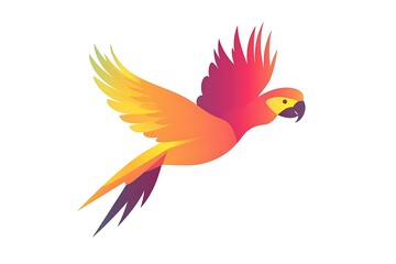 Obraz premium Bright gradient parrot logo in abstract vector style, clean white backdrop. Eye-catching and professional.