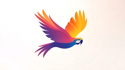 Obraz premium Abstract flying parrot logo with vivid gradient, vector graphics, isolated on white. Modern and dynamic.