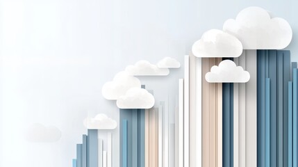 Obraz premium Abstract landscape with clouds and colorful vertical bars in modern design style