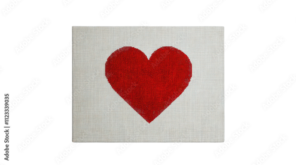 Poster red heart art on canvas with simple background and textured finish