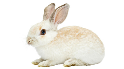 Obraz premium Adorable Baby Rabbit Sitting on a White Background