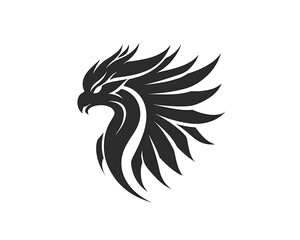 Obraz premium Clean and modern griffin head logo in black and white. Simple line art on white background, professional vector design. Ultra high resolution.