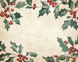 Elegant hollies frame decorated with red berries for festive occasions