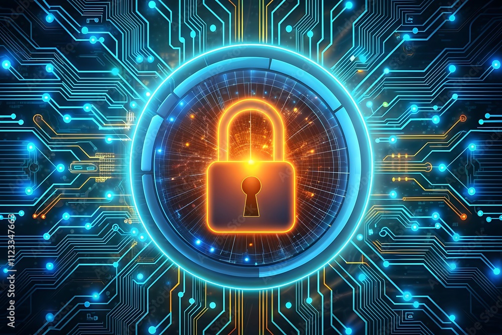 Poster abstract secure technology background with circuit