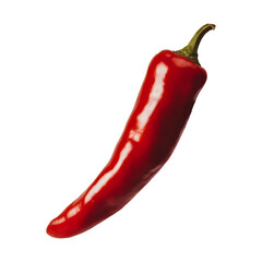Single red hot chili pepper isolated on Transparent background.