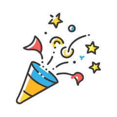confetti explosion vector icon, new year vector illustration - simple illustration of confetti explosion, symbolizing holiday celebrations and festive spirit, new year flat illustration 