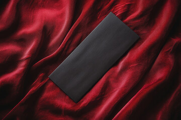 Elegant black rectangle on a rich red velvet background.  A sophisticated image perfect for invitations or announcements.