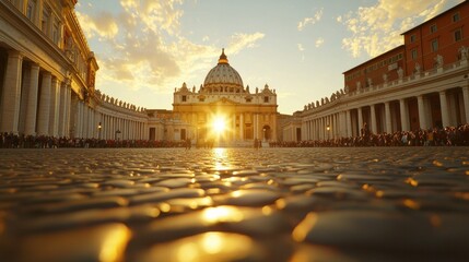 Naklejka na ściany i meble Celebrating the holy year 2025 jubilee rome architectural sunset view spiritual atmosphere inspiring reflection