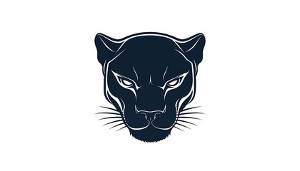 Clean panther head vector logo with simple lines, white background. Unique and striking.