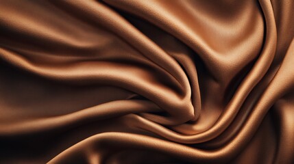 Obraz premium Smooth brown fabric draping elegantly in soft folds, showcasing texture and sheen under gentle light