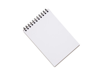 Top view empty notebook on a white background.