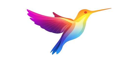 Obraz premium Colorful hummingbird icon with vivid gradient, vector style on a white background. Sleek and dynamic.