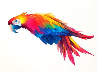 Obraz premium Abstract parrot icon with vibrant gradient colors, vector graphics, on a white backdrop. Modern and professional.