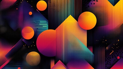 Retro poster with groovy geometric