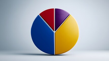 Fototapeta premium Colorful pie chart divided into four sections.