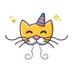 Obraz premium Cat in a party hat icon, colorful