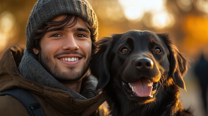 Man and black labrador