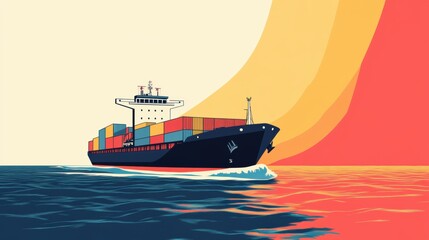 Fototapeta premium Vibrant Ship Design with QR Codes in Flat Vector Style