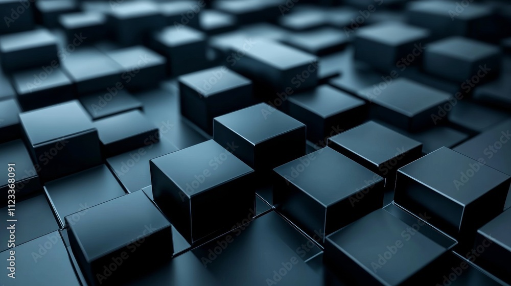 Poster abstract geometric blocks arranged creatively on a dark background for a modern design aesthetic