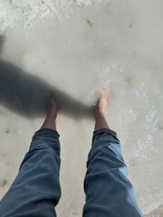 Chalky water near cliffs