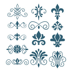 Elegant Vintage Ornamental Flourishes and Decorative Design Elements Set