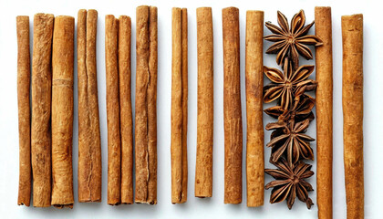 cinnamon sticks on a white background