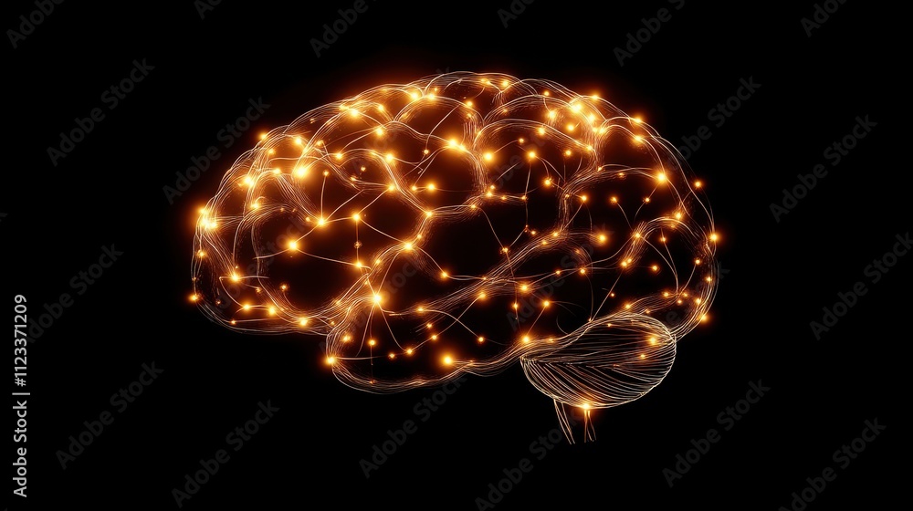 Poster abstract visual of a brain with glowing neural connections